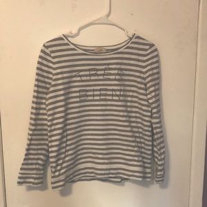 Loft grey stripe long sleeve top